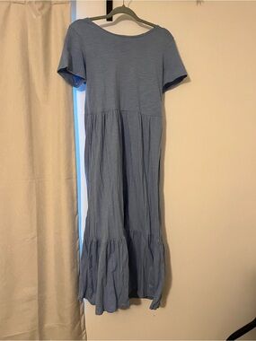 Casual Short Sleeve midi tshirt Dress in light Blue
